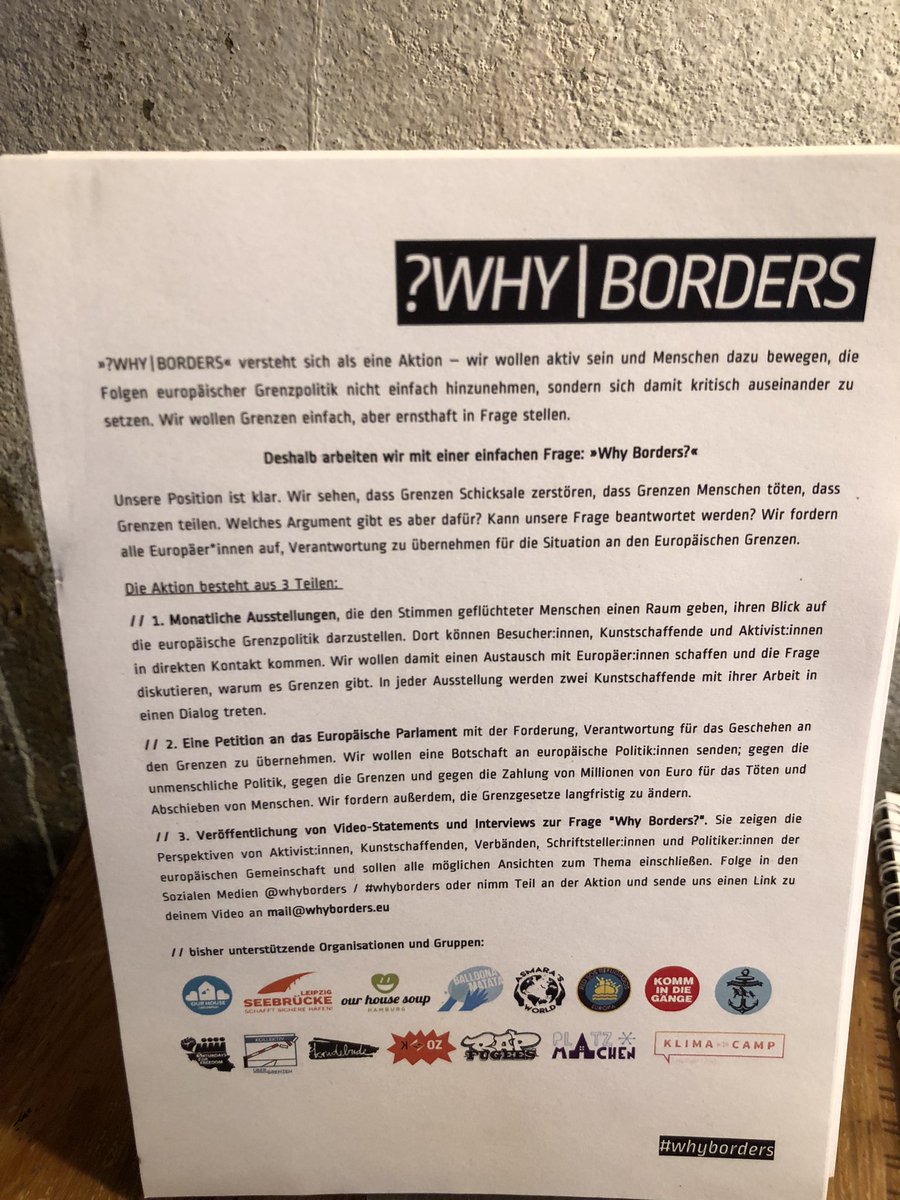 whyborders's tweet photo. Last week we had a exhibition in Berlin and now We are in Lübeck @schicksaalHL for the second time.
Do you want to be the next host of #Whyborders exhibition?
Feel free to participate in the action by organising an exhibition supporting our action with your group or organization https://t.co/ROWiVdqNI4