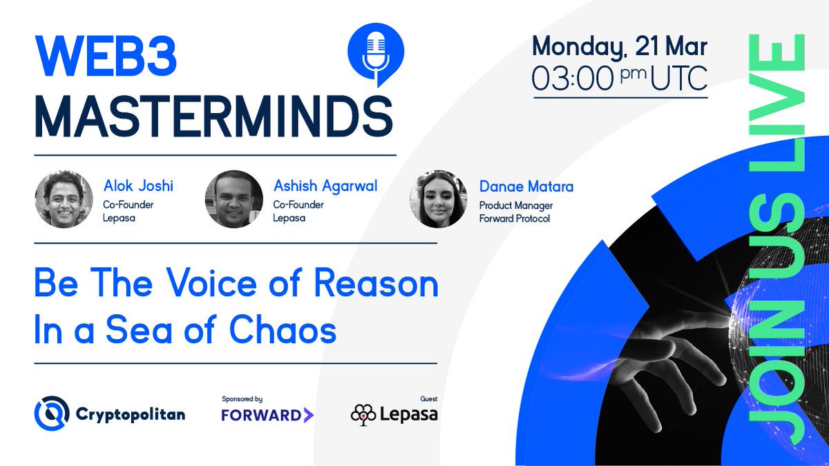 CPOfficialtx's tweet photo. Monday’s episode is reserved for our guests from @Lepasaorg, the creators of the community-driven #NFT art project.✨
 
🎙️ Guests:
👉@joshialok &amp; @ashishmaaruji, Co-founders of Lepasa
👉Danae Matara, Product Manager of @ForwardProtocol 
 
🗓 Mon 21 Mar | 3 pm UTC 

Don't miss it! https://t.co/hly9w5buyQ