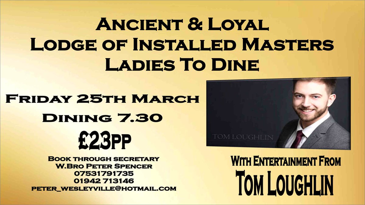 Last few places available for the Ladies to Dine Evening this coming Friday.
I am currently Worshipful Master of the Lodge, and would love to see a full house on the night.
All monies raised will be donated to the Ukranian Crisis Appeal.