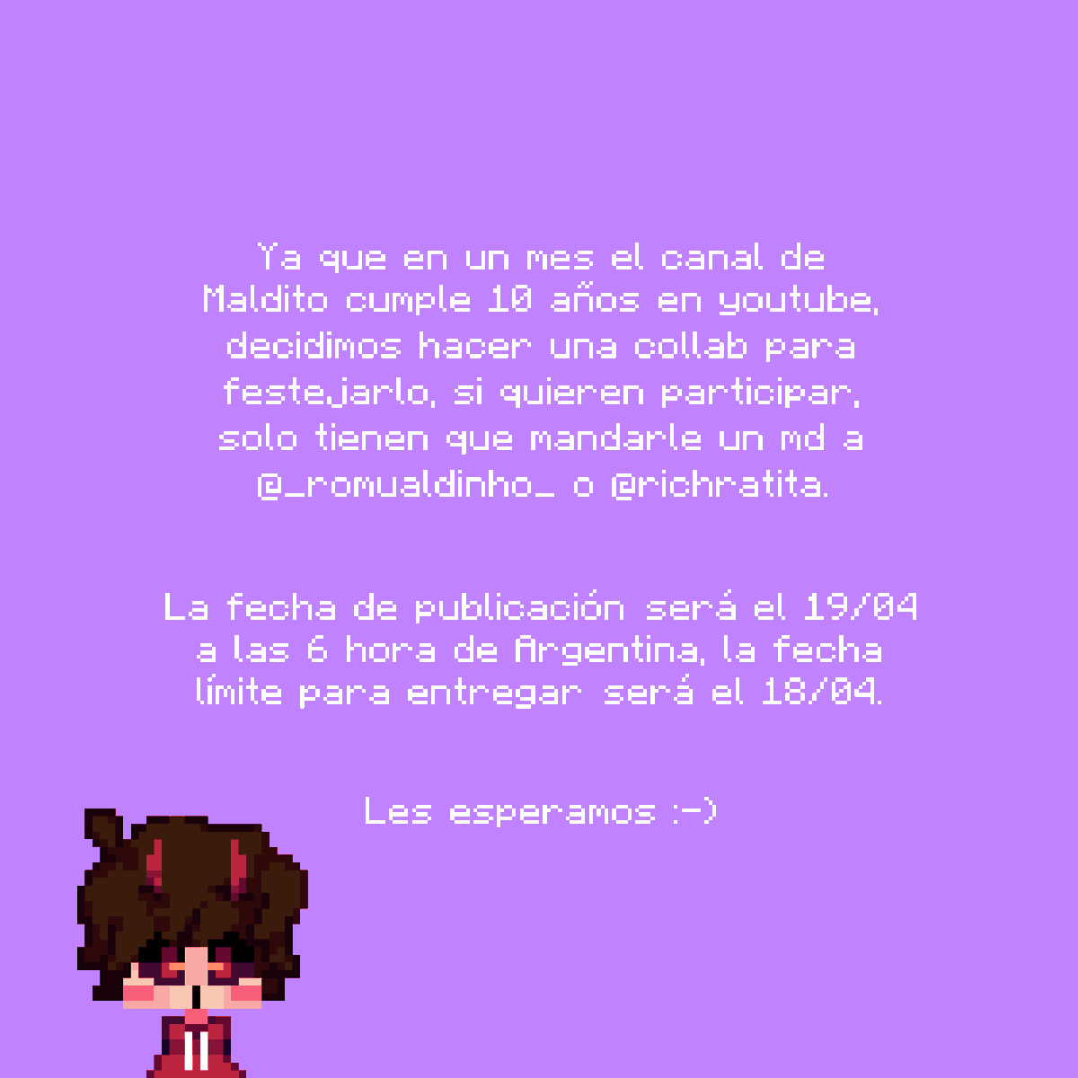 richratita's tweet photo. Buenaass, con @_Romualdinho_ estamos organizando una collab para Maldi omg !!!
La info esta en la imagen y eso :D #CubiCollab https://t.co/ZMxVvc4Mdy