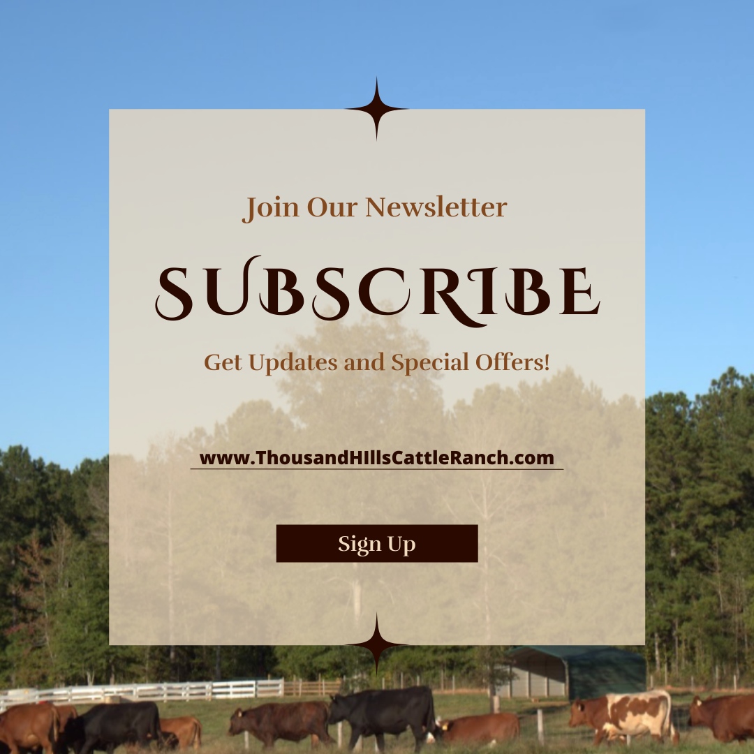 You're missing out! Subscribe to our newsletters for special offers and information about Thousand Hills Cattle Ranch. Sign up on our website at thousandhillscattleranch.com! #ThousandHillsCattleRanch #THCR #ThousandHillCattle #certifiedorganic #certifiedorganicbeef #cattleranch #...