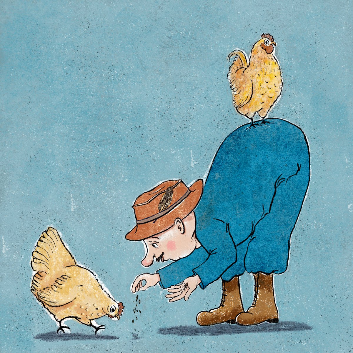 Today is #NationalPoultryDay #chicken #turkey  and #eggs, etc. are yummy. But chickens make fun pets too. Ours used to come sit on our heads/backs if you stood in the yard long enough. Miss them. ~ they all died of natural causes. 😊🐔#kidlitart #illustration #picturebook #kidlit