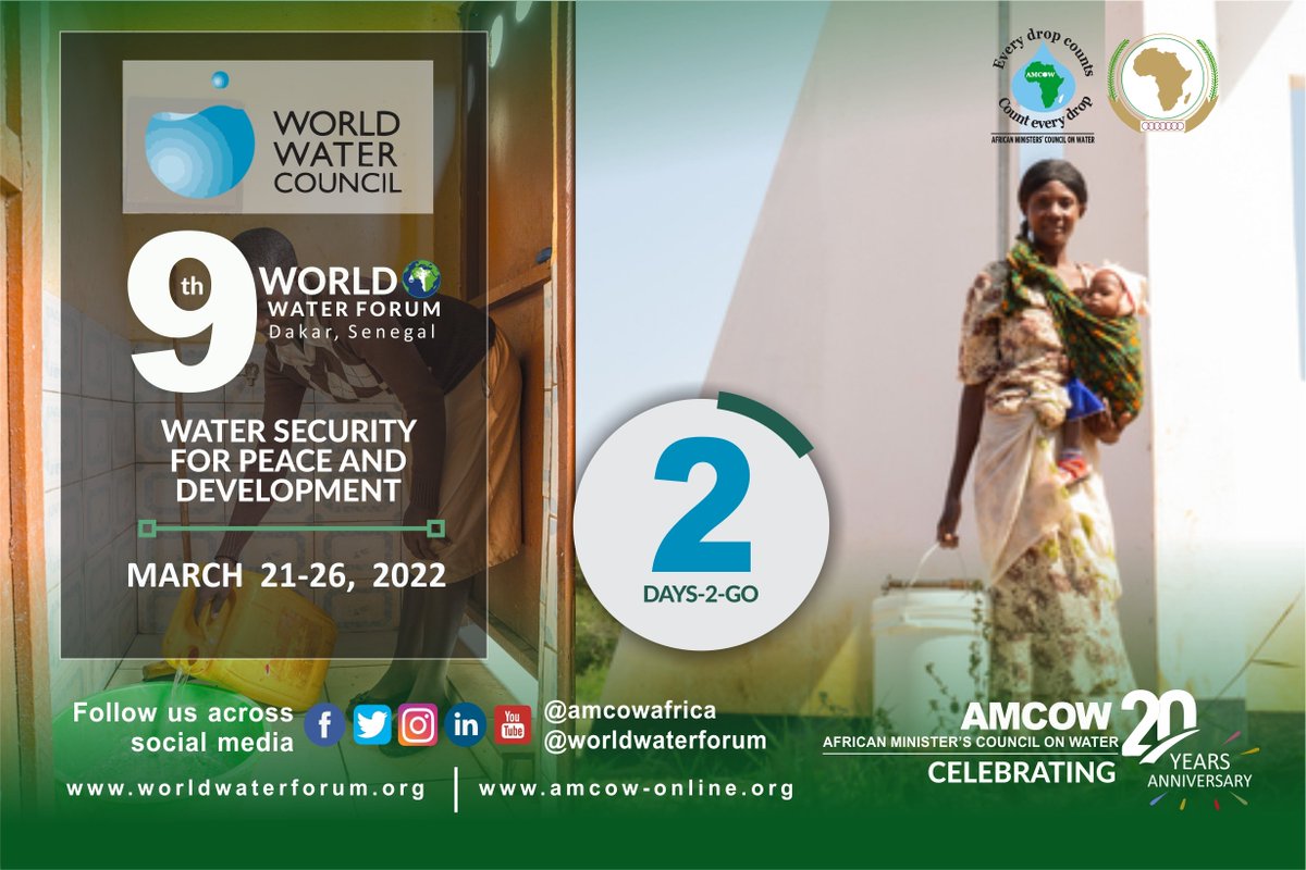 2 days to go! 🔈🔊

#AMCOW is working with the #WorldWaterForum secretariat to organize the #WorldWaterForum9 and we will be having a side event in collaboration with the <a href="/AfDB_Group/">African Development Bank Group</a> during the forum.

Read more about the side event in the link below!👇🏽

amcow-online.org/9th-world-wate…