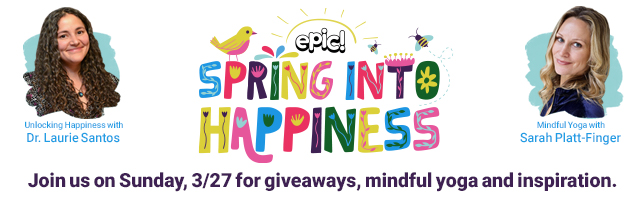 ClassTechTips's tweet photo. Join @epic4kids for #SpringIntoHappiness w/@lauriesantos #HappinessLab @splattfinger @Chopra for a FREE virtual event on Sunday 3/27 @ 8am PST.
Celebrate #educators, promote #wellness w/giveaways, #yoga & inspo. All #teachers welcome! Sign up here: https://t.co/Gn9pui1Lp0 https://t.co/gLRd9IeILe