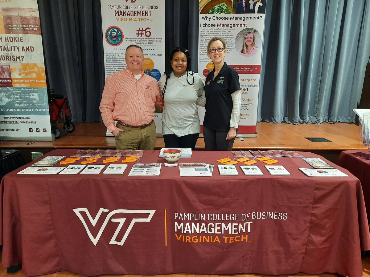 VTManagement's tweet photo. Thinking about Business?
Stop by the Squires Student Center today during the Open House Majors Fair to learn more about Management. We have outstanding students, world-class faculty, nationally recognized programs & more!
#Hokies #OpenHouse #vt26 #vt27 #PickPamplin https://t.co/7aiBLMBhE3