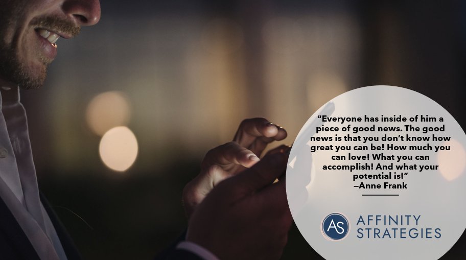 We're in the mood to hear good news this weekend! Comment and share some recent good news you've heard about or experienced. affinity-strategies.com