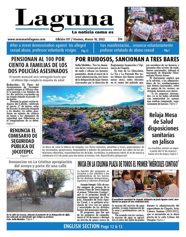 SemanarioLaguna's tweet photo. 🌐 #LagunaEdiciones | Echa un vistazo a la portada de la #edición 517  de Semanario Laguna 🗞 Búscala en tu tienda favorita o con nuestros repartidores y entérate antes del acontecer de la #RiberadeChapala. ...Porque no todo está en internet. 😉

#Ajijic #Chapala #Jocotepec 📰 https://t.co/lPNiani4hu