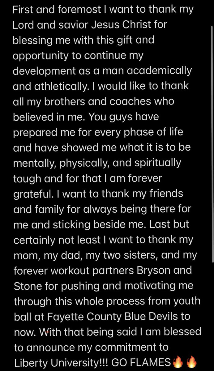 ocho_dyl's tweet photo. #ALLGLORYTOGOD Go Flames🔥
1000% Committed‼️@mauricejharris @CoachA_LU @AlexJacksonLU @ELCAFootball @RecruitGeorgia https://t.co/7ap8kLWqze