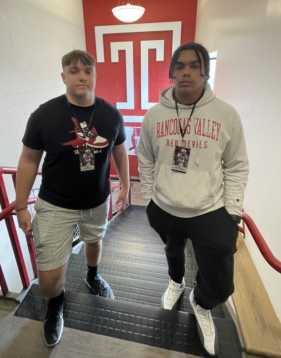CoachLucas74's tweet photo. Two 2023 STUDS at @Temple_FB Practice today 🔥

▪️Zach Boland @_zach_boland 
OL/DL - 6’3 270

▪️Devon Brooks @_DevonBrooks_ 
OL/DE - 6’4 260

#ForksUp https://t.co/Jv346yjNrw