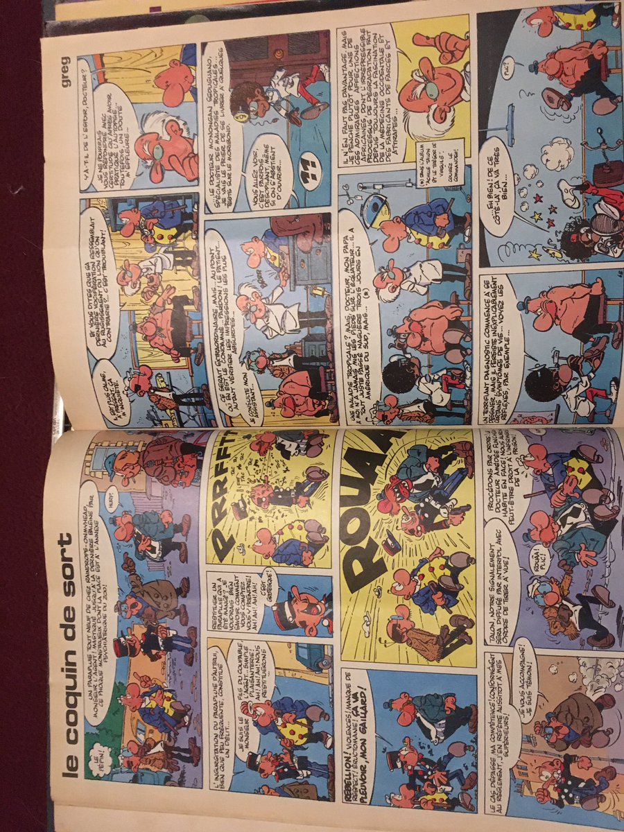 darthfilou's tweet photo. Pages 8&9 #journalTintin de ce #threadmagbd à noter qu’on retrouve 6 pages d’Achille Talon (à cette époque Tintin proposait globalement + de pages de ses séries à suivre > #Spirou mais ça s’inversera ensuite début 80)
& #BernardPrince (encore Greg) ds le magnifique #portdesfous https://t.co/bLhuZUkBwz