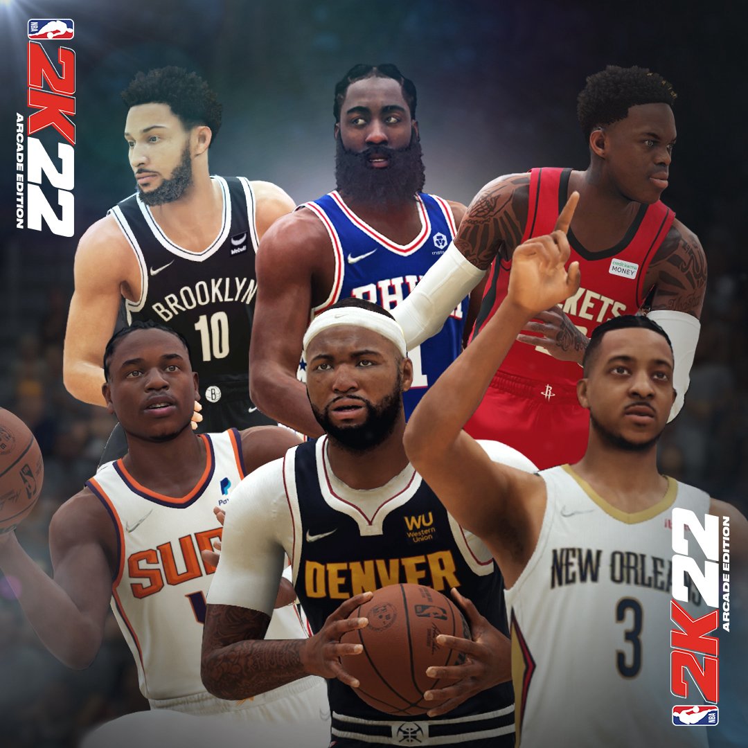 A still image of multiple new basketball players in NBA 2K22 Arcade Edition...