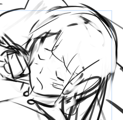 もうひとつの絵のラフも方向性がかっちり固まったので、本日(日付かわったけど)はここまで。 