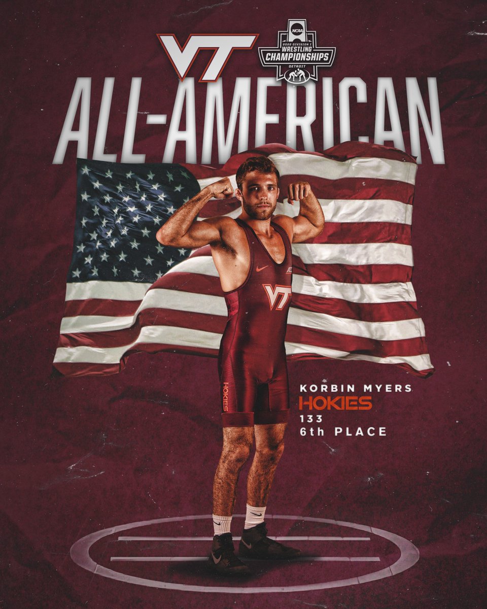 HokiesWrestling's tweet photo. 𝐊𝐨𝐫𝐛𝐢𝐧 𝐌𝐲𝐞𝐫𝐬.
Two-Time All-American. 

Thank you for choosing us to be your family these last four years. One of the best to ever represent Virginia Tech. What a career for Korbanzo Beans! 

Once a Hokie, always a Hokie 🦃 🧡 https://t.co/JNzN1Errw9