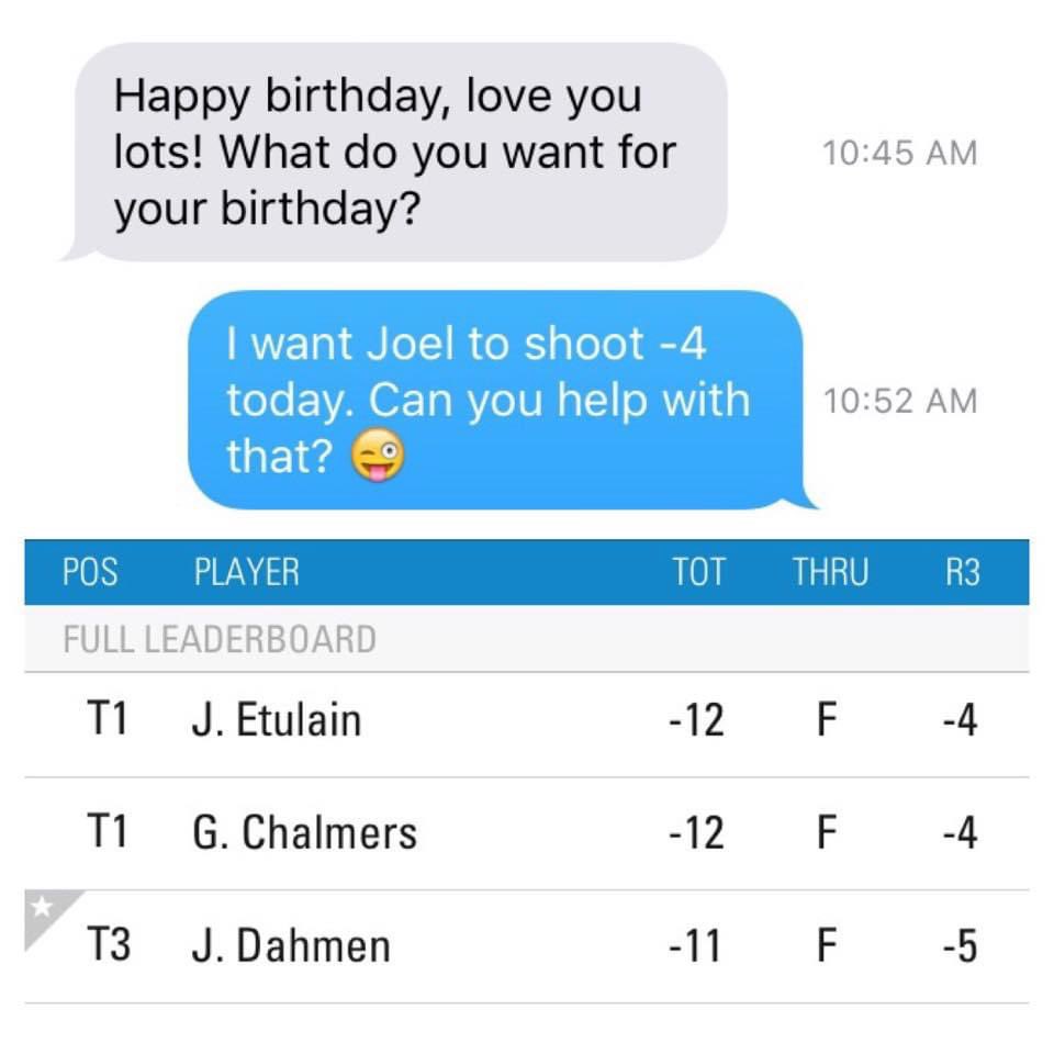jadebhouse's tweet photo. When this was your brothers birthday wish 6 years ago and you know it still is: let’s go boys. @Joel_Dahmen you only need 9+ birds today 😉 @GenoBonnalie give him a good number. https://t.co/uxNNzN9f6a