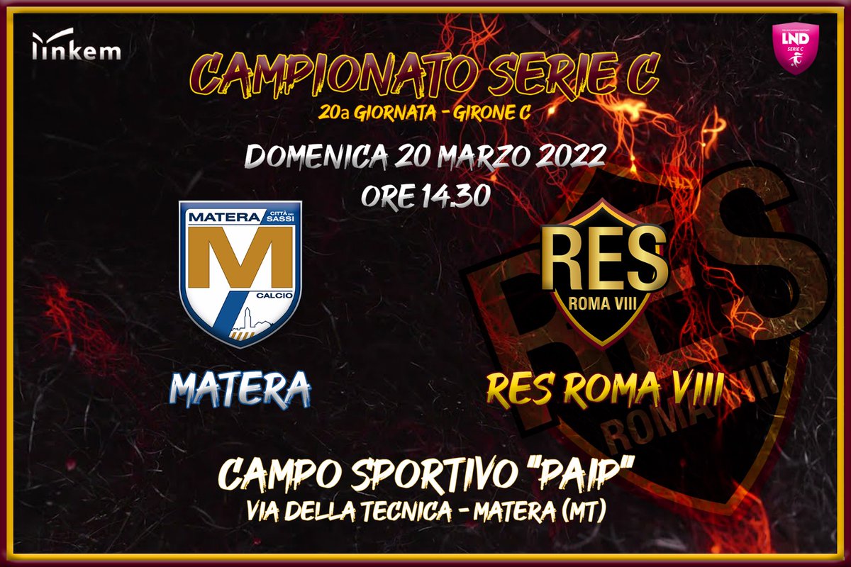 ResRomaCalcioFe's tweet photo. 🔥🔜 𝟐𝟎𝐚 𝐆𝐈𝐎𝐑𝐍𝐀𝐓𝐀 𝐒𝐄𝐑𝐈𝐄 𝐂

𝐌𝐀𝐓𝐄𝐑𝐀 𝐯𝐬 𝐑𝐄𝐒 𝐑𝐎𝐌𝐀 𝐕𝐈𝐈𝐈 

📆 Domenica 20 Marzo 2022 

🕒 Ore 14.30

🏟️ Campo sportivo "Paip"

#ResRomaVIII 💛❤️
#UnicoGrandeAmore https://t.co/3BttirwID0