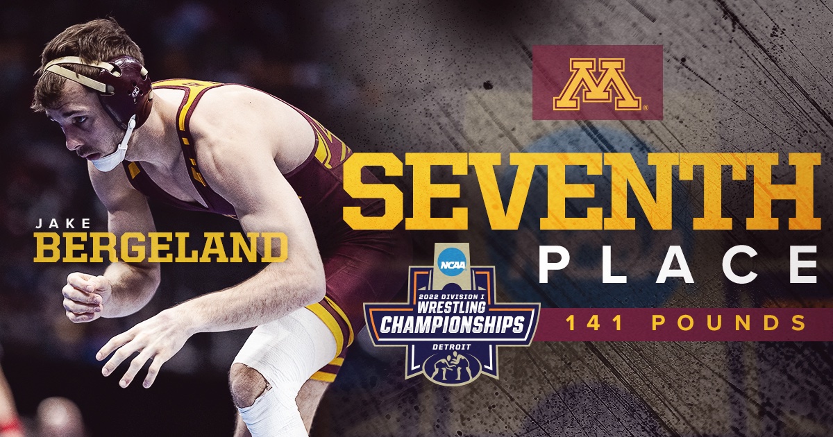 GopherWrestling's tweet image. What an impressive debut at the NCAA Tournament for Jake Bergeland! 〽️

In his first attempt at the Big Dance, he places 7th at 141 pounds!

#GopherTough // #SkiUMah
