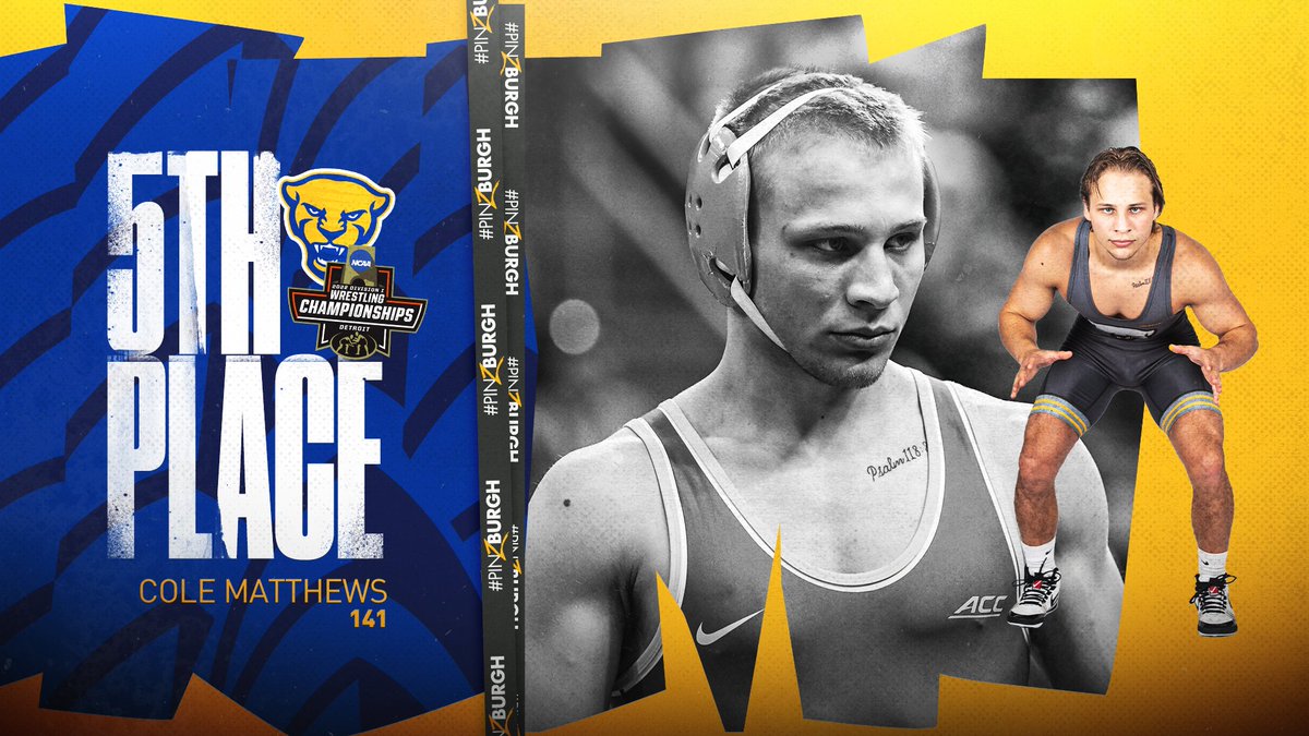 Pitt_WRES's tweet photo. Congrats, @ColeMatthews9 🏆

All-American » 5th Place » 141

Matthews matches Tyler Naumann (2010) for Pitt's best NCAA finish at 141 pounds.

#H2P » #NCAAWrestling https://t.co/m7bQR1rKI5