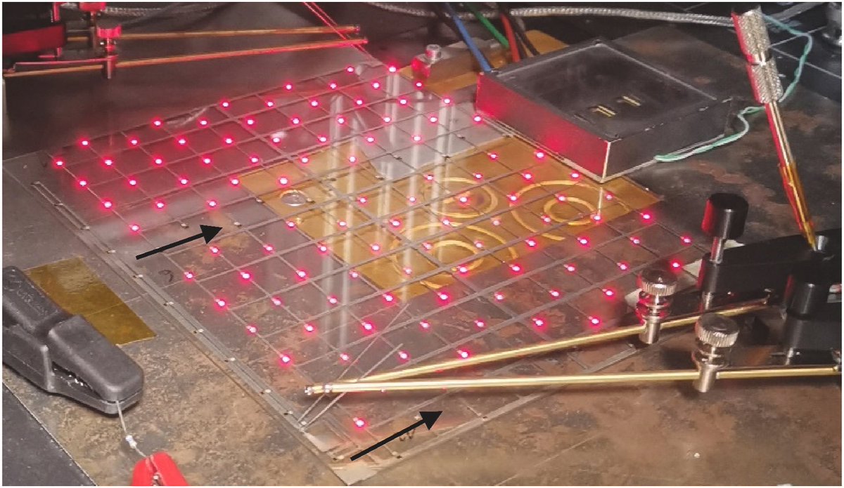 SolarInMASS's tweet photo. ‘first prototype manufactured interconnecting multiple 1 mm2 solar cells via directly printing onto front contact pads…glass substrate, 190 × 145 mm2,printed circuit interconnecting 12rows w/11 multijunction cells in parallel…fill factor 76% at 214 suns’
https://t.co/2Byb15qBYd https://t.co/ilCRZlSehq