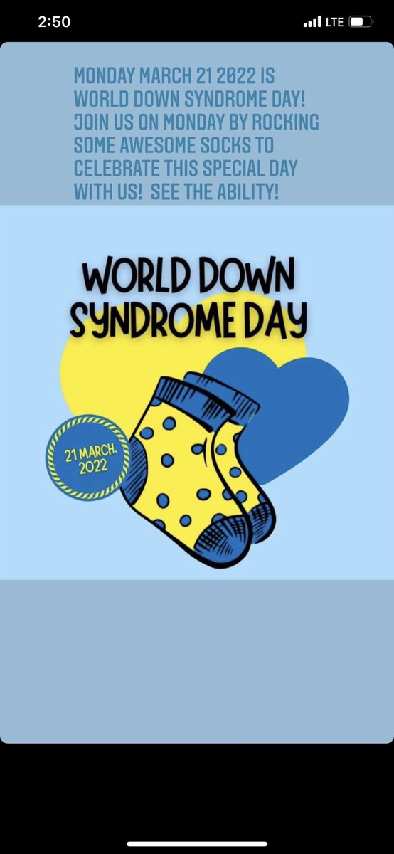 msbiernacik's tweet photo. March 21st, 2022  is world Down Syndrome day !  Get ready to “Rock your socks” Monday 🧦 https://t.co/QfAckpRJVP