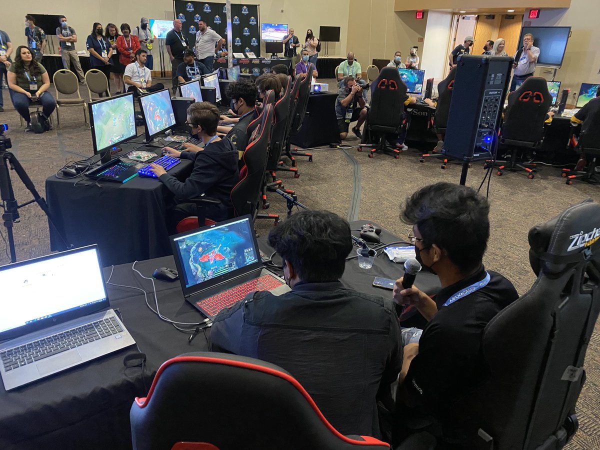 Palm Springs students are at it with the #CUE22 eSports Demonstration Tournament.