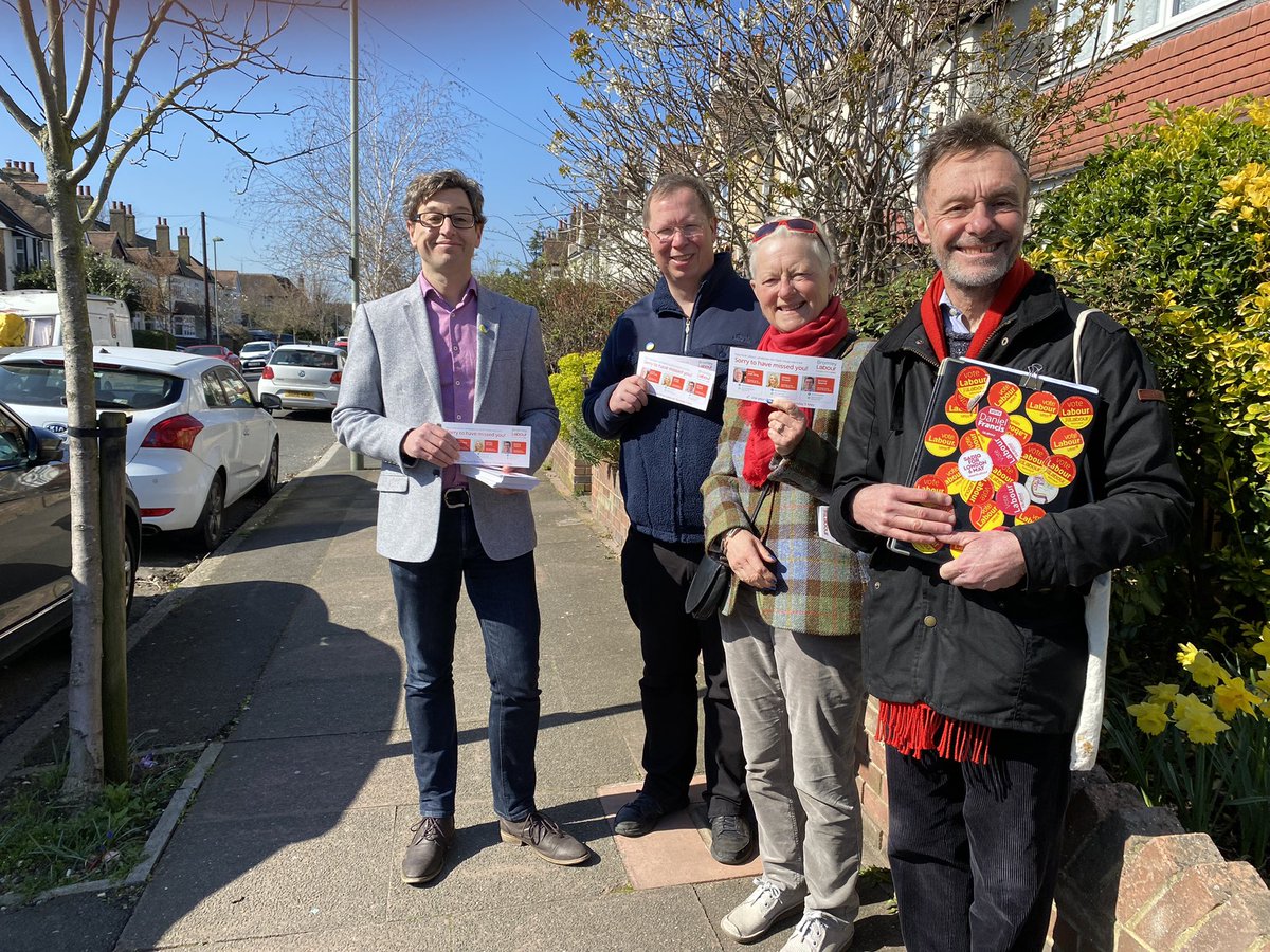 ClockHouseLab's tweet photo. The Clock House Labour team were out in the sunshine this morning. We heard from many unhappy former conservative voters in Croydon and Westfield Roads who are ready to switch to #Labour. https://t.co/aqLrcM2Ga2