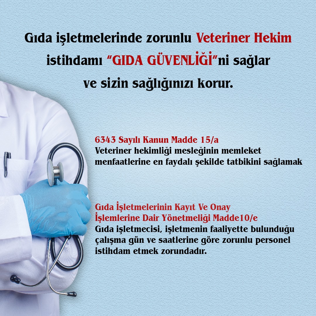 Afyonvho's tweet photo. Mesleğimizin memleket menfaatlerine en faydalı şekilde uygulanmasını sağlamak için diyoruz ki;  Veteriner hekimler gıda işletmelerinde kanuna uygun olarak istihdam edilmelidir. Bizler gıda güvenliğini sağlayarak sizlerin sağlığını koruyoruz. #VeterinerHekimSağlıklıTüketim https://t.co/0yTz19ZUTZ