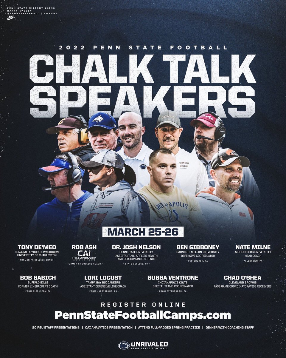 #TripleGun #PSUchalkTalk Just a reminder - I’ll be speaking at the Penn State Clinic on Saturday, March 26th @ 8: 45 AM - free gifts for all the early rising Triple Gunners - looking forward to it - TD