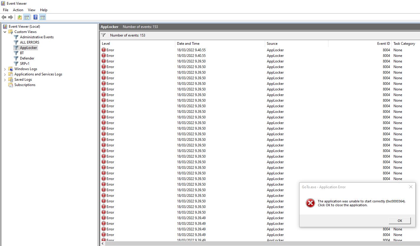 Sami Laiho on Twitter: "COME ON @GoTo !! This is what AppLocker logs ...