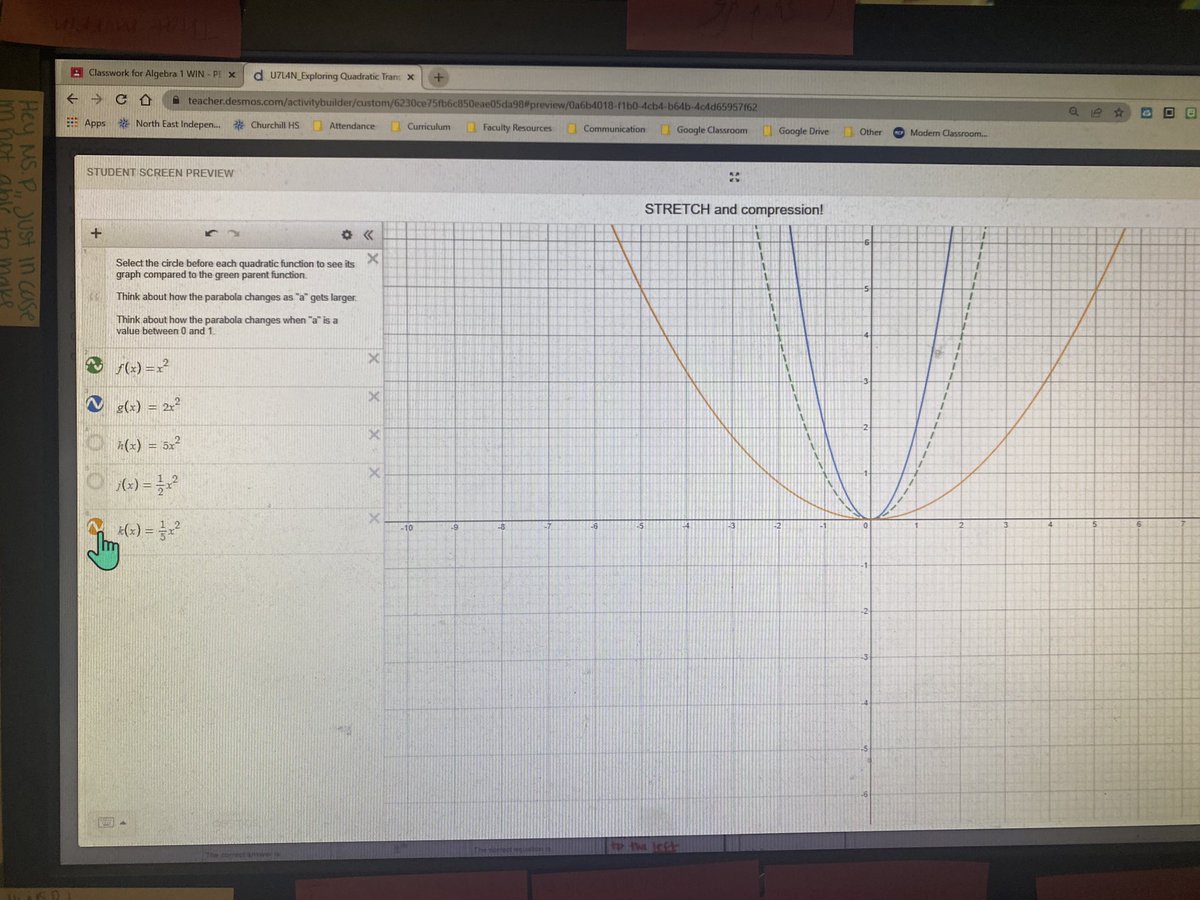 MsPMathClassWC's tweet image. Loved making these lessons come to life! Using @Desmos to create interactive lessons for our Quadratics unit. It gave visuals as well as immediate feedback! @NEISD_MATH @manelymath @AshleyPTaplin @kurt_salisbury @sachurchill #matheducation #edtech #mathonamission