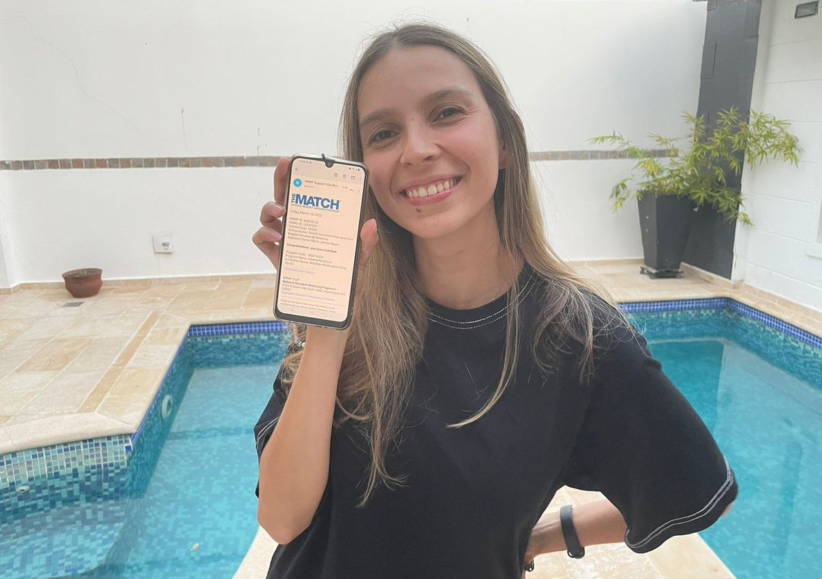 Maria Jaimes-Reyes (@mariajaimesmd) on Twitter photo I made it! Matched in Internal Medicine at <a href="/IMMWHC/">MWHC IM Residency</a>!! Very excited and grateful to be heading to DC⭐💛
#Matchday2022
#MatchColombia 🇨🇴 #LatinasinMedicine I made it! Matched in Internal Medicine at <a href="/IMMWHC/">MWHC IM Residency</a>!! Very excited and grateful to be heading to DC⭐💛
#Matchday2022
#MatchColombia 🇨🇴 #LatinasinMedicine