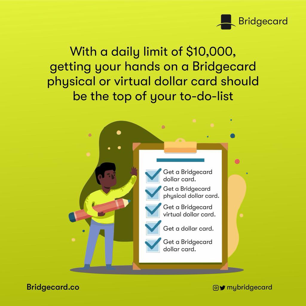 mybridgecard's tweet photo. With the way banks are lately,it’s like national cake, e go touch everybody. 

Your banks said no,but Bridgecard is saying  yes. 

So your one and only priority right now should be getting a Bridgecard.
#Bridgecard #Dollarcard #Dollarlimit. https://t.co/5fOQqWbGiv
