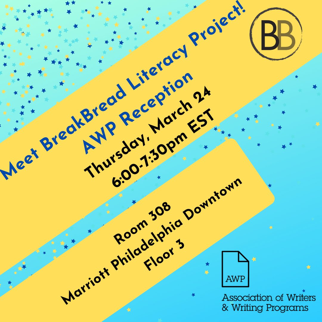 BreakBreadProj's tweet photo. Are you ready to connect with BreakBread? Be sure to find us at the #AWP22 reception after our panel! 

#YoungWriters #WritingConference #WriterdConnecting #LitMag #SpringWriting https://t.co/5cqBk3ODdH