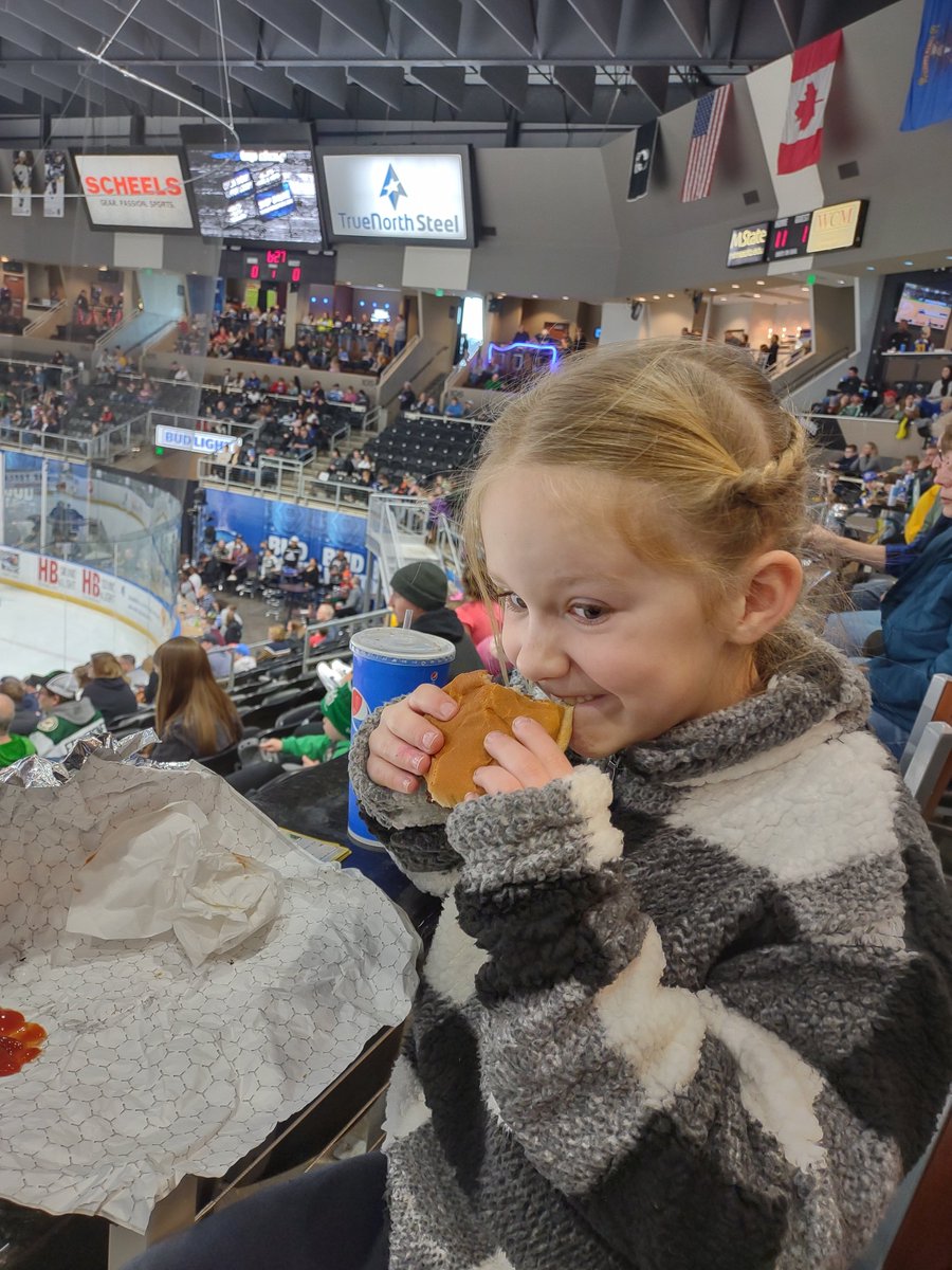 foursticks_nate's tweet photo. Father (father figure) daughter night at Scheels arena in Fargo for Force Hockey! I'm so grateful to have Quinn in my life! 💜💛
#FargoForce https://t.co/ojJpMrIEQx