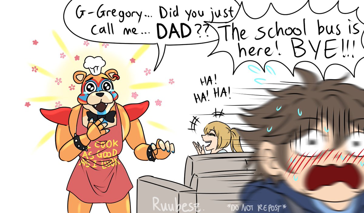 So, in that one ending where after Gregory, Freddy and Vanessa leave the Pizzaria, they are living together as a family.
Freddy is Gregory's dad, you can't change my mind :)
*Freddy aggressively takes out the adoption paper*
#FNAF #fnafsecuritybreach 