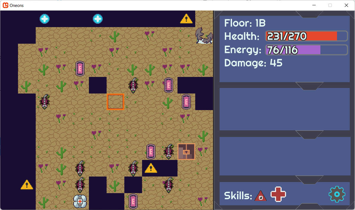nightblade99's tweet photo. First look at the revamped desert/wasteland biome for #Oneons. Not entirely happy with the tiles, but it looks much better than before. Thoughts?
#ScreenshotSaturday #PixelArt #IndieDev #GameDev #IndieGame #MonoGame #Roguelike #WIP https://t.co/6PBnuty6TH