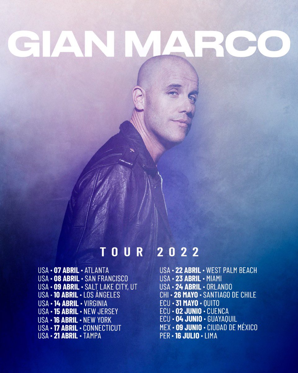 #Gira20222 Nos volvemos a encontrar, volvemos a compartir, llenos de música y ganas de entregarles lo mejor en cada concierto 🎸💥🎶
Atentos que se vienen mas fechas, más ciudades, más países 👊🏼💥
Toda la info la encuentras en
gianmarcooficial.com
