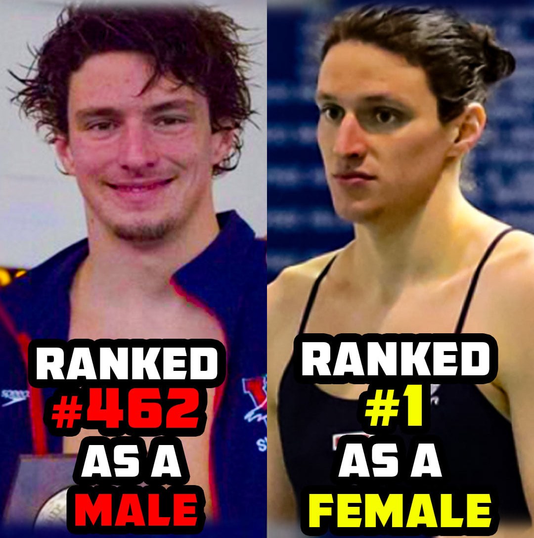 Derek_Fitness's tweet photo. Transgender NCAA swimmer Lia Thomas was ranked #462 as a male, and is now ranked #1 as a female. She has smashed records, and has now won the NCAA national championship.

I have a lot to say about this and can’t possibly summarize it in a caption here.

(thread continued) https://t.co/F32QKWt0gR
