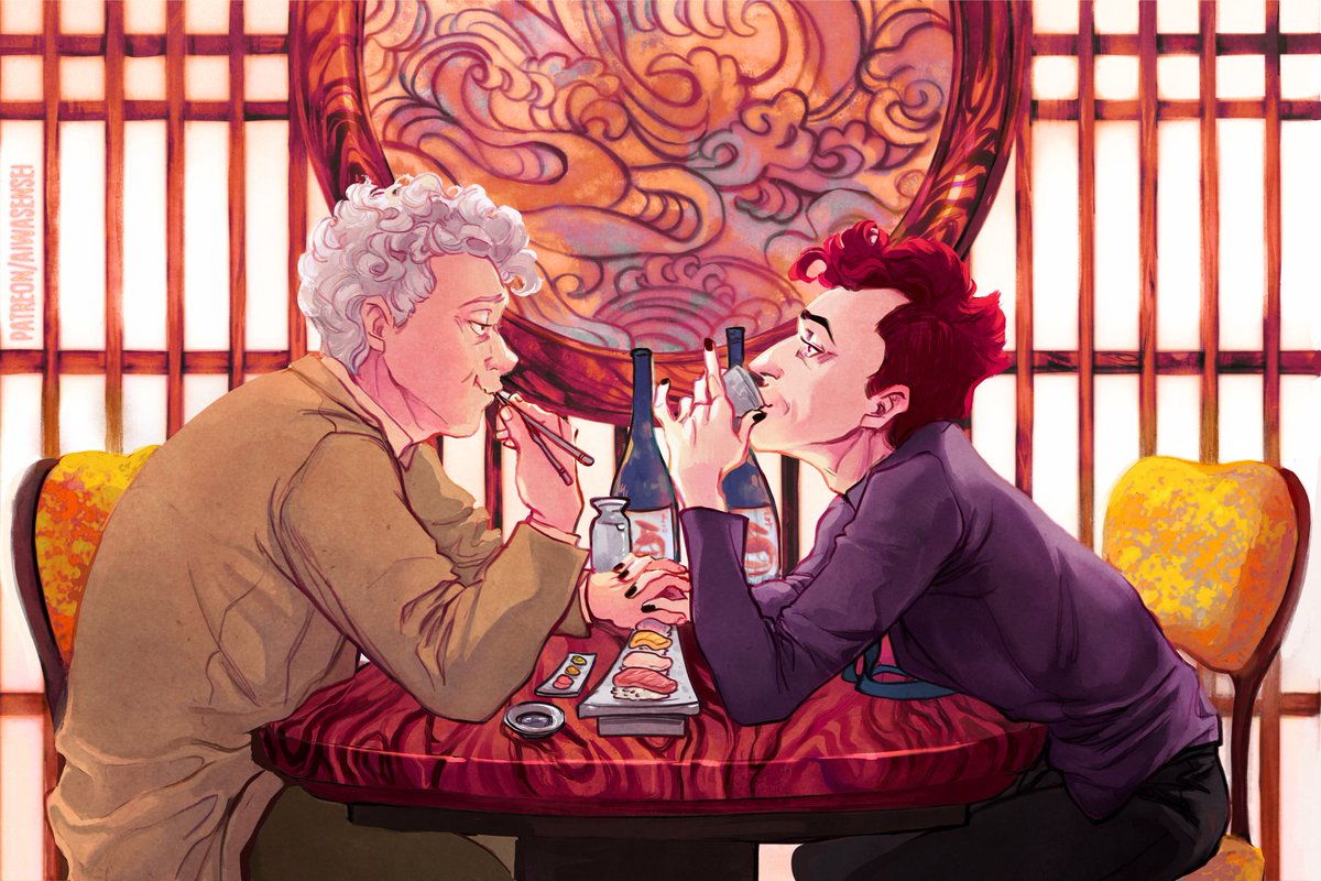 Aiwasensei's tweet photo. Sushi date #goodomens #goodomensfanart #ineffablehusbands https://t.co/HDJJ9pzVOf