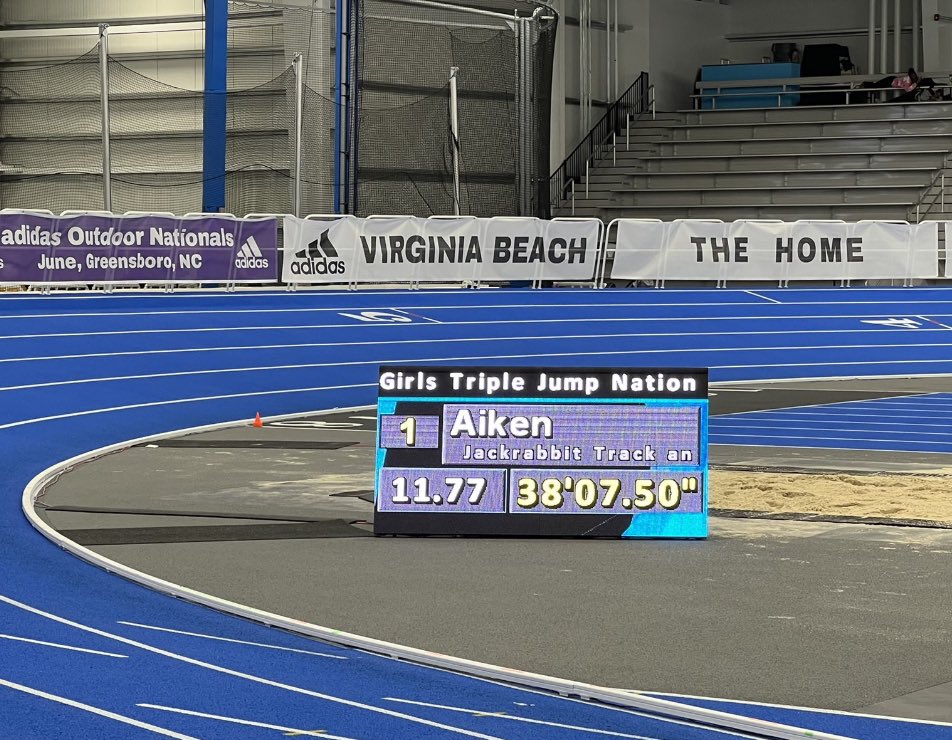 MadisonAiken777's tweet photo. Placed first at @adidasUS Indoor Nationals for Triple Jump with a new pr of 38-7.5!!! @JackrabbitTrack @VexSportsAtl @ChadSimmons_ @NCAATrackField @RecruitGeorgia @MCGirlsTandF @UGATrack @GDPsports https://t.co/YMNmGx35q1
