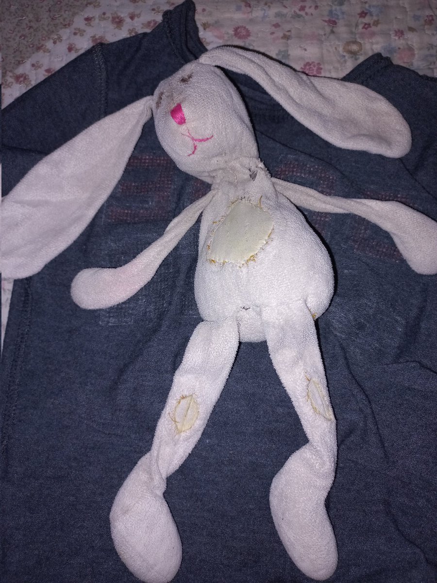 m_cambaral's tweet photo. Se acuerdan la historia del 🐰 perdido en @metrodesantiago.. bueno hoy después de 4 años mi hermano sigue con el, luego de haber recibido uno igual por @Floreria. Esta medio destrozado pero nada que un hilo y aguja no curen. 🤭 https://t.co/yZm7KN2LX6