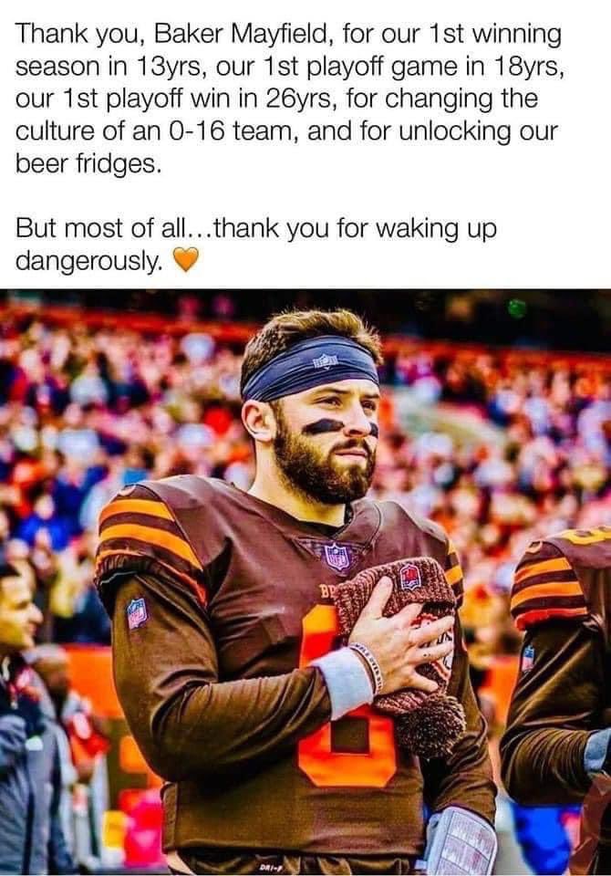 Batman5273's tweet image. Thank you, Baker! 

I’m 48 and have seen a million quarterbacks come and go with the #Browns, but I remember only 3. #Sipe, #Kosar, and #Mayfield.