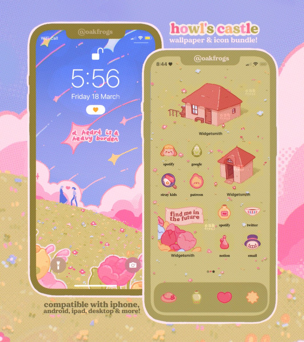 oakfrogs's tweet photo. friends! i made a howl's moving castle icon pack~ 🌷 https://t.co/trtBZdT9HV