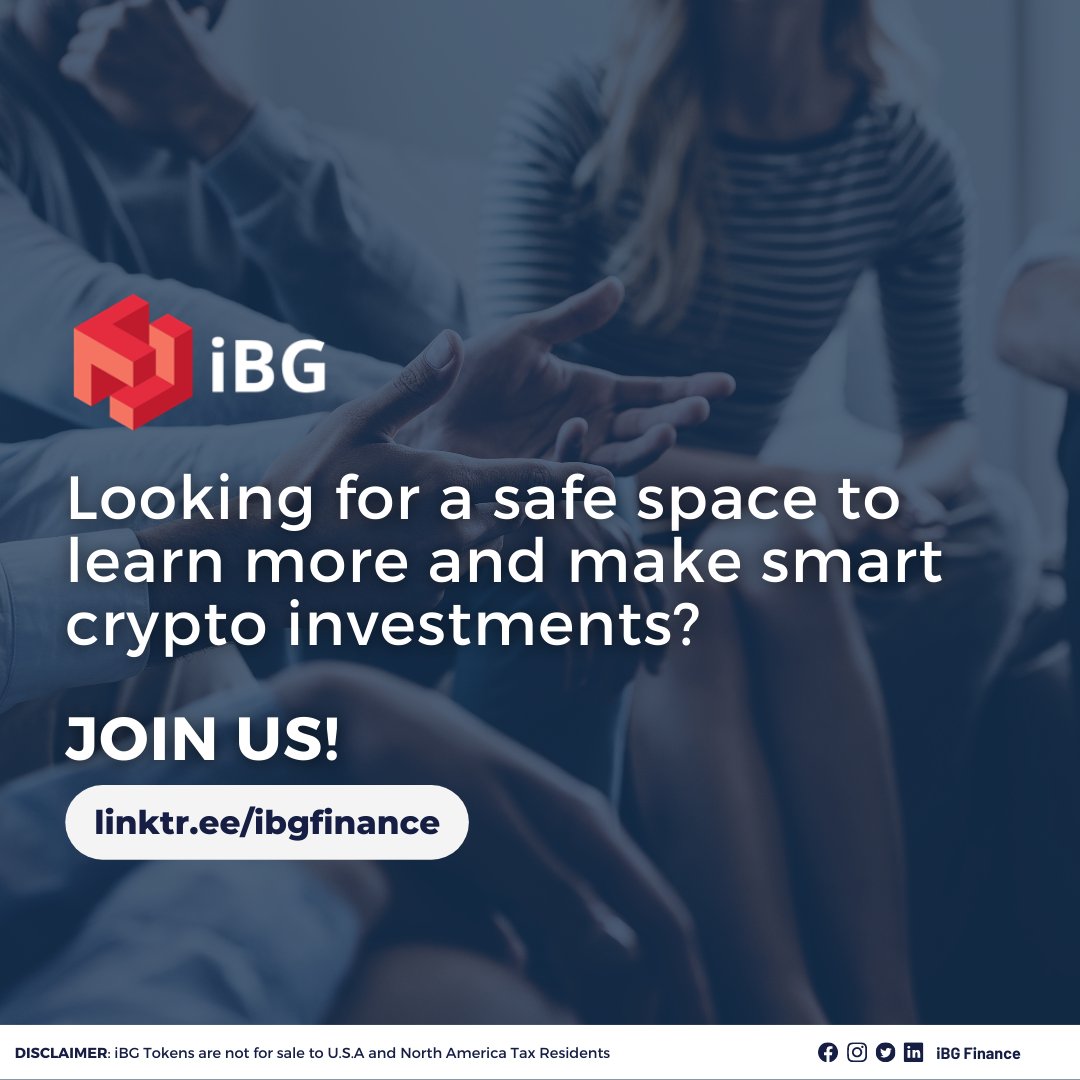 ibgfinance's tweet photo. Looking for a safe space to learn more and make smart crypto investments? JOIN US!
https://t.co/NxPyPzZv9H
#DefinitelyiBG #Crypto #DeFi #altcoin https://t.co/FeVJHofIek