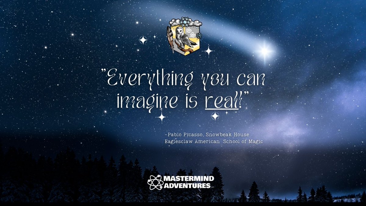 It's a little known fact that many famous folks attended the #Eaglesclaw School of Magic. Like Mr. Picasso here - and just look at the important lesson he learned.

Learn more at bit.ly/tweaglesclaw22 

#strixhaven #magicalschool #dnd #kidsandteens #inspiration #picasso #quote