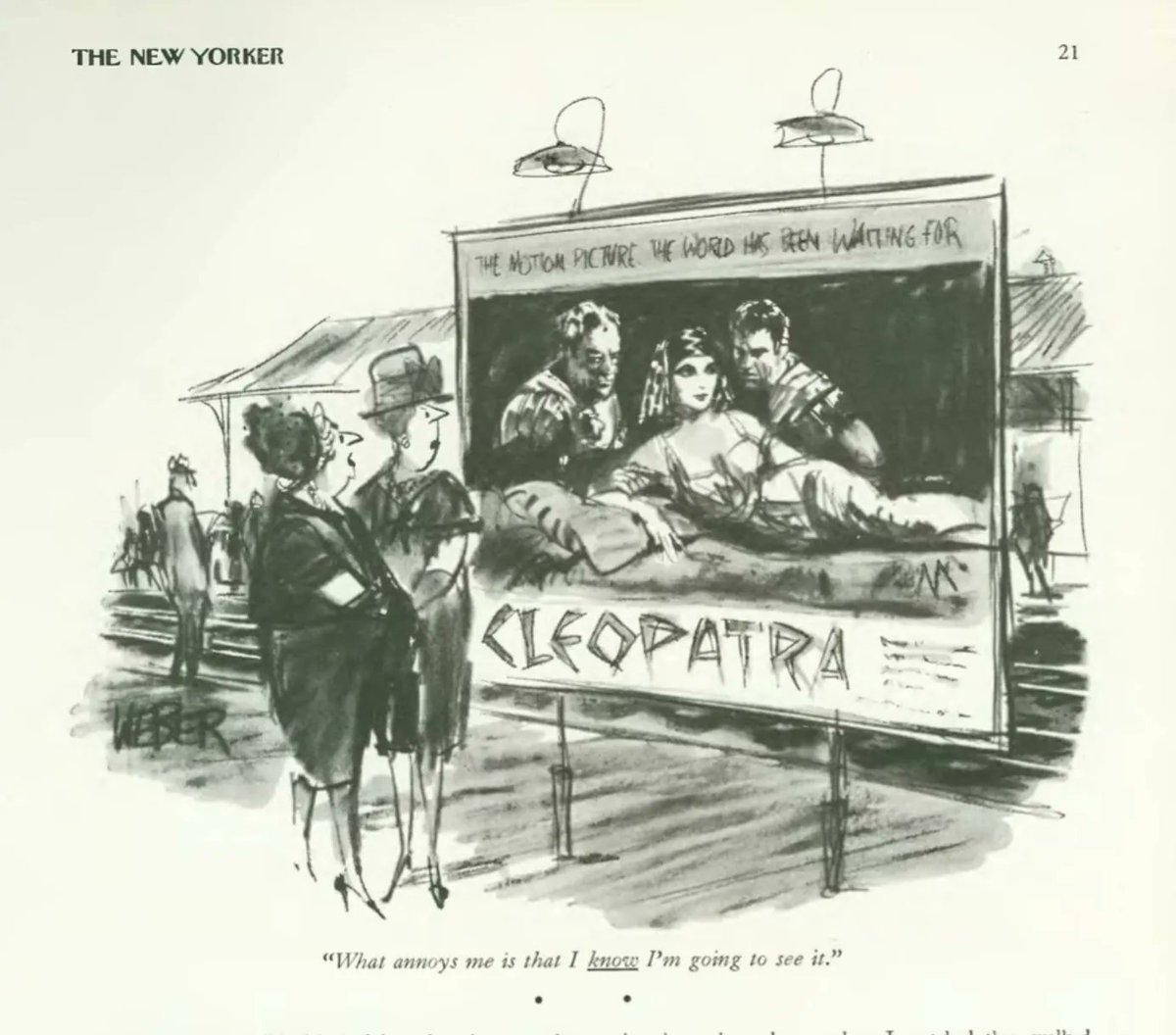doc_nad's tweet photo. "What annoys me is that I KNOW I'm going to see it."
The New Yorker, July 20, 1963
Robert Weber: The Motion Picture the World Has Been Waiting For https://t.co/YT0HxYyHRm… #RobertWeber #TheNewYorker https://t.co/IdPk0GCyF1