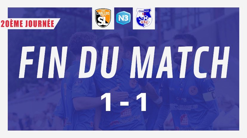 uschangefoot's tweet photo. #SLMUSC
FIN DU MATCH 🔶 1-1 🔵⚪️
🤝 Bon point pour nos bleus et blancs qui auront montré un excellent visage sur cette rencontre malgré l'infériorité numérique 👏🏼
📊 La série d'invincibilité se poursuit pour nos changéens, positif ✅
#TeamUSC #National3 🏟️👏 https://t.co/eAhTLXgUup