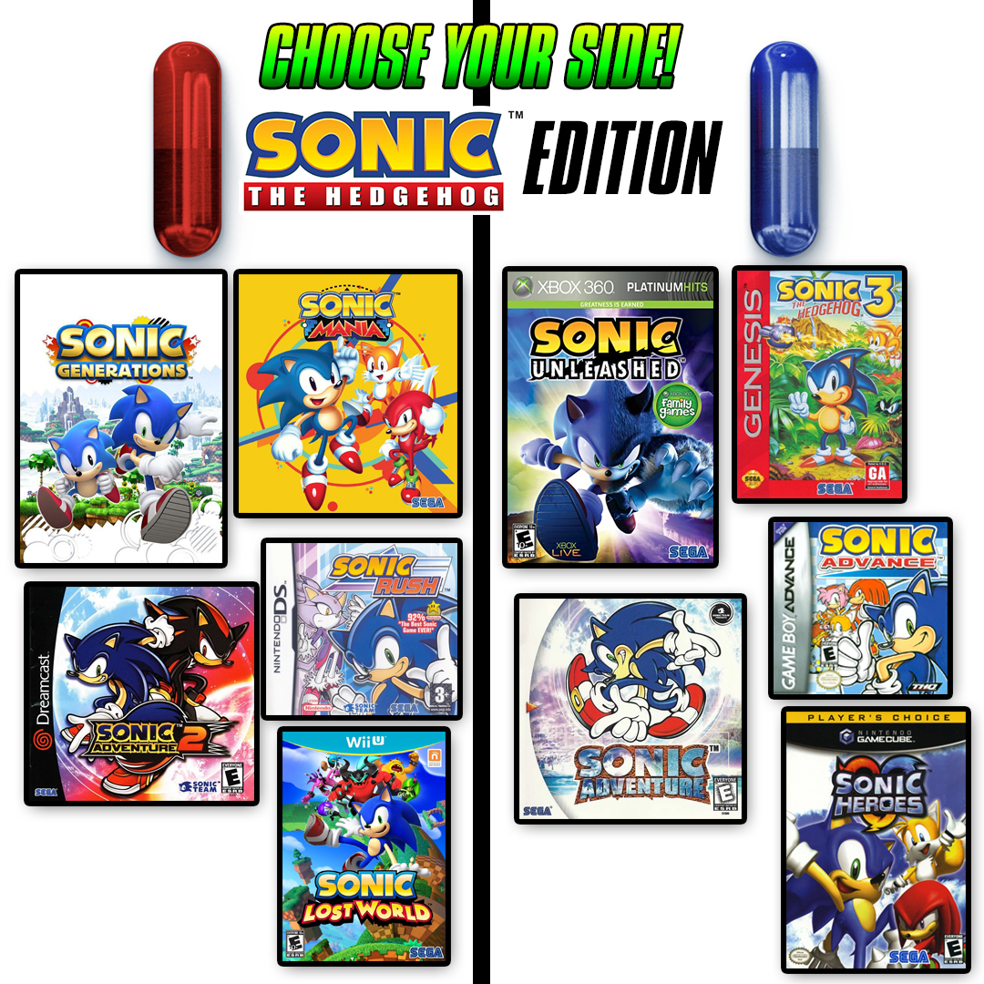 Matthasnocuts's tweet photo. Two selections of Sonic games...

Make sure to choose wisely! https://t.co/hhFKCJvxVC