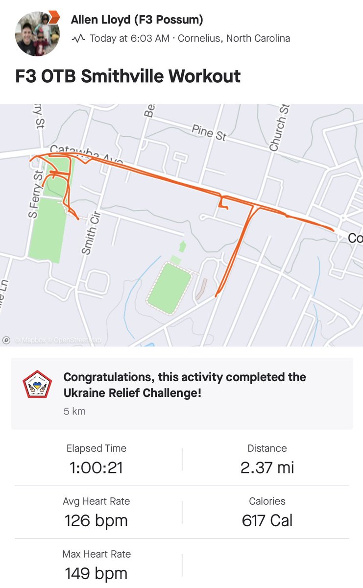 A little history lesson with a 2.3 mile tour of Smithville and Old Cornelius.  
#bb <a href="/f3lkn/">F3 Lake Norman</a> <a href="/F3Isotope/">F3/Isotope</a> 
<a href="/Outlaw_F3/">Joe Zuhosky</a> <a href="/f3moses/">Rick Bonen-Clark</a> <a href="/SwingState_F3/">Zak Clark</a> <a href="/DaunteBruce/">Daunte Bruce</a> 

Read all about it here
👇
f3lakenorman.com/backblast/a-hi…