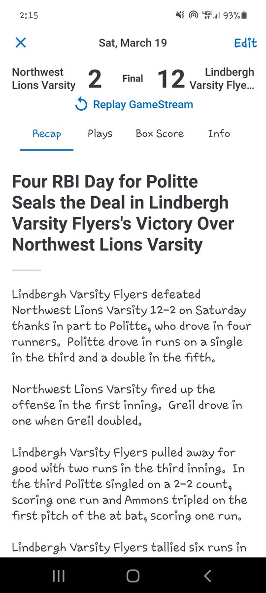 lhsflyersbball's tweet photo. #Flyers bounce back in dominant fashion 12-2 over Northwest. Back in action Monday at home vs. Lafayette. #LetsGo #family #flyersbaseball #1-1 https://t.co/TY0sytIOFo