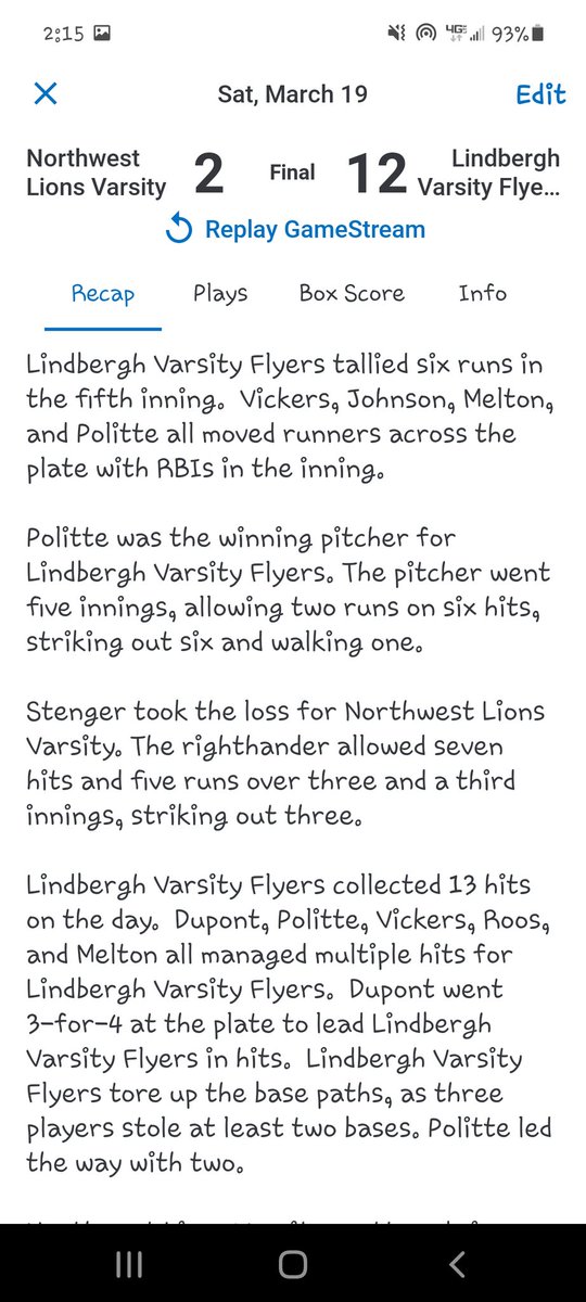 lhsflyersbball's tweet photo. #Flyers bounce back in dominant fashion 12-2 over Northwest. Back in action Monday at home vs. Lafayette. #LetsGo #family #flyersbaseball #1-1 https://t.co/TY0sytIOFo